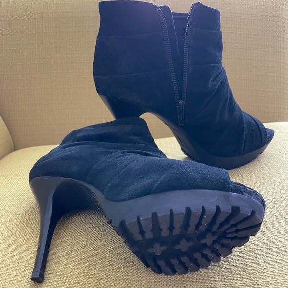Miss Sixty Suede High Heel Peep Toe Booties Bl 38 - Picture 4 of 5